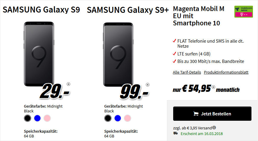 Saturn Galaxy S9 4gb Allnet Flat Vertrag Im D Netz Für 3199