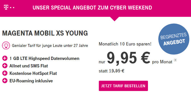 Telekom Magenta Mobil XS Young Cyber Weekend